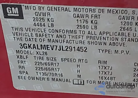 2018 GMC Terrain Sle z USA, uszkodzony, nr VIN 3GKALMEV7JL291452